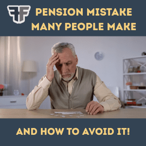 Image of an older man looking confused with message a pension mistake many people make linking to a blog article