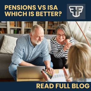 Image of a couple having a pension review with Financial Fortress and discussing if pensions or ISAs are better for retirement