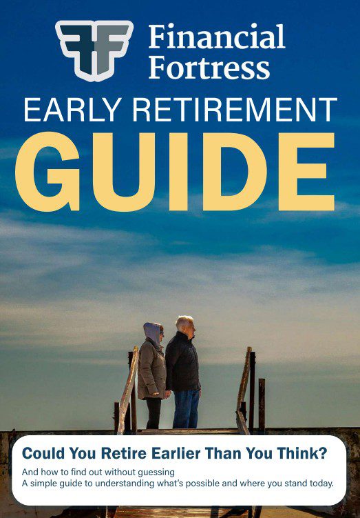 An image of the front cover of the Financial Fortress Early Retirement Guide booklet